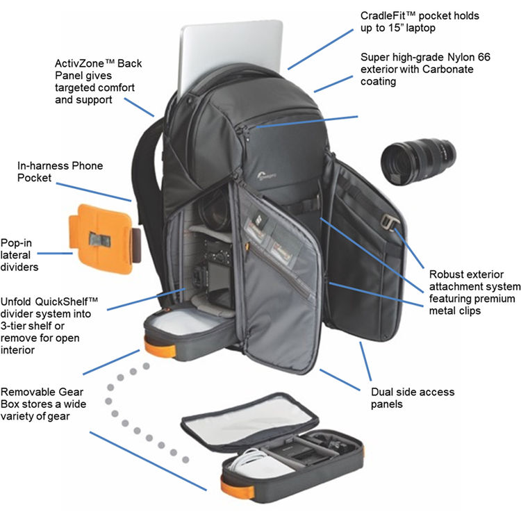 Lowepro FreeLine 350 AW Mochila de Fotografía (Black) / LP37170 - Imagen 14