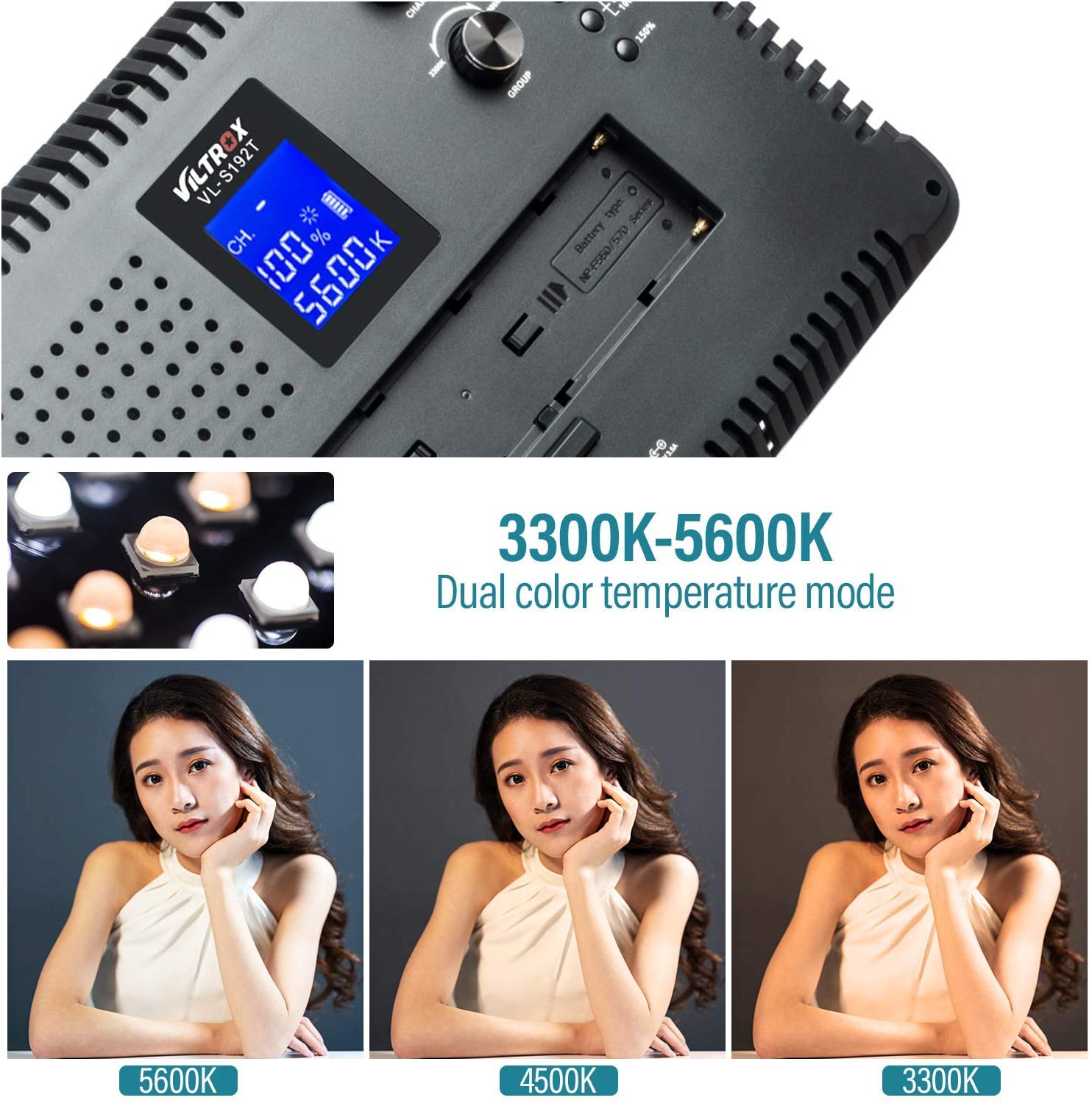 Viltrox VL-192 Bi-3 Kit de 3 Panel Led 45W/4700 lm Regulable 3300K-5600K LED CRI 95+ - Imagen 3