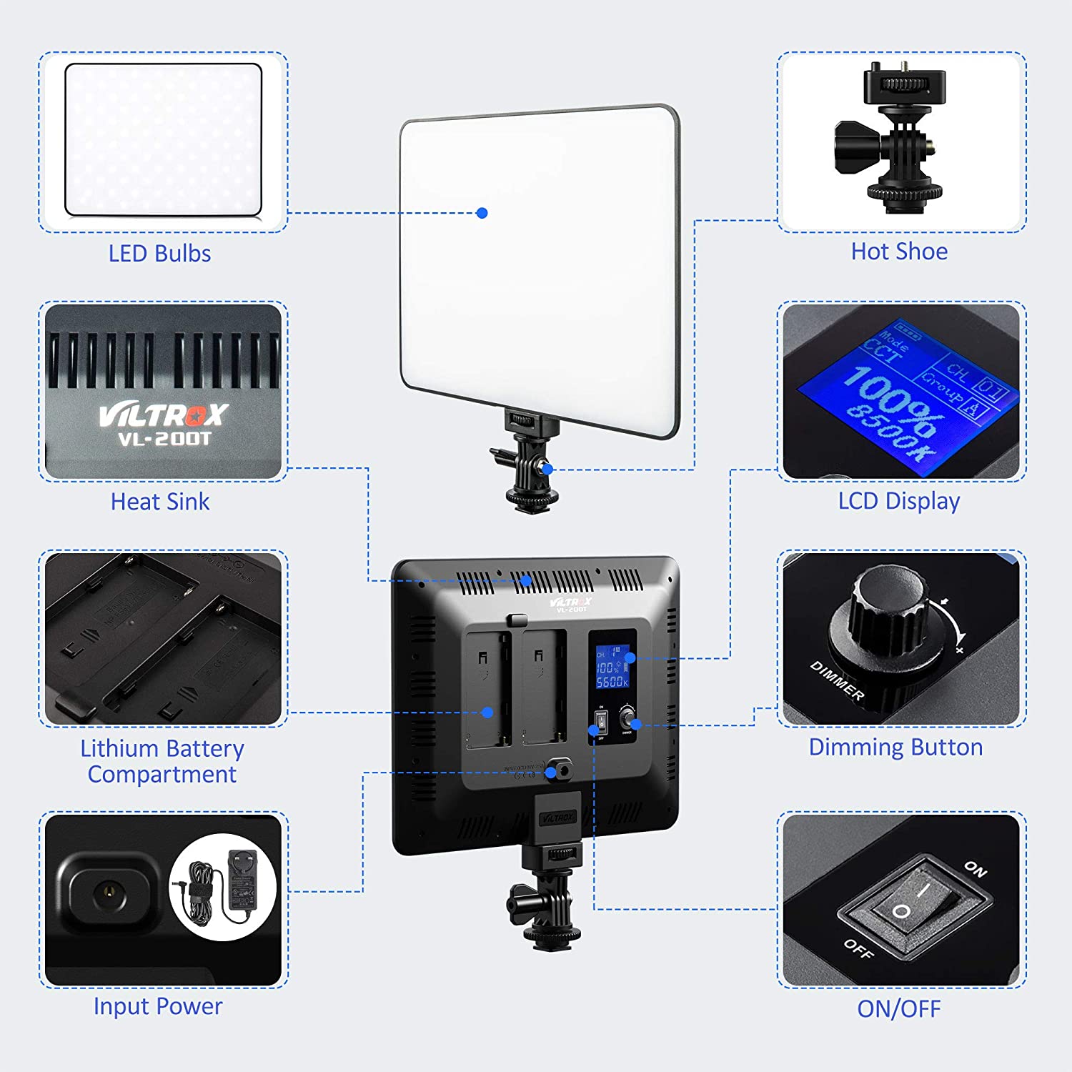 Viltrox VL-200 Bi-2 Kit de 2 Panel Led 30W/2450Lux Regulable 3300K-5600K LED CRI 95+ - Imagen 6