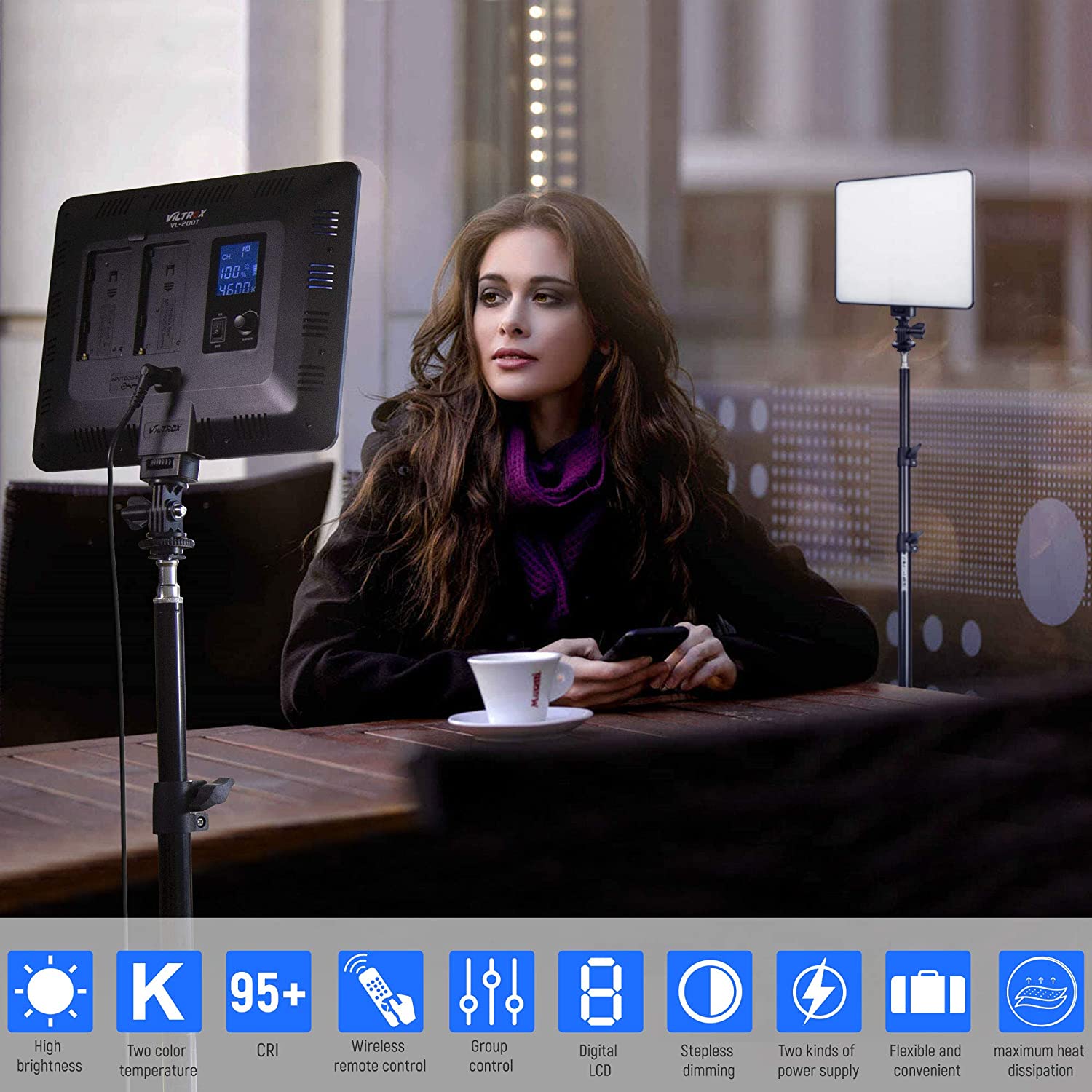 Viltrox VL-200 Bi-2 Kit de 2 Panel Led 30W/2450Lux Regulable 3300K-5600K LED CRI 95+ - Imagen 3