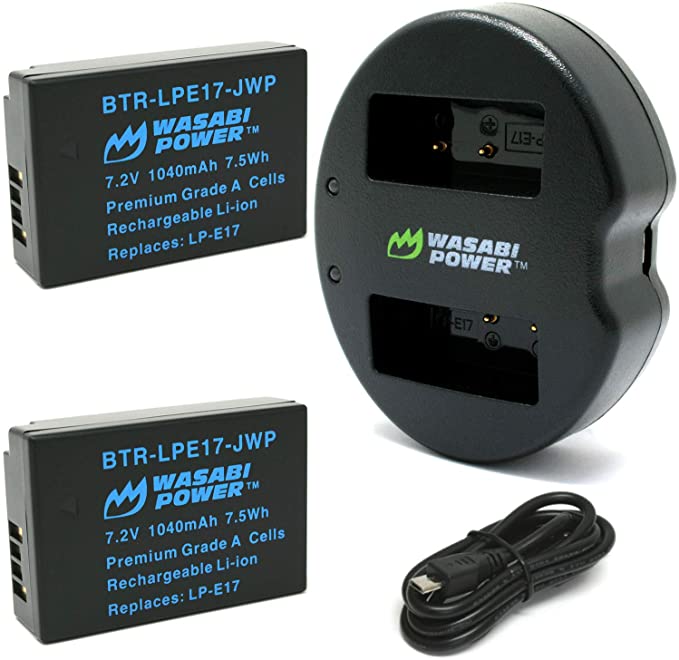 Wasabi Power LP-E17 Kit de Baterías y Cargador para Canon/ KIT-BB-LPE17