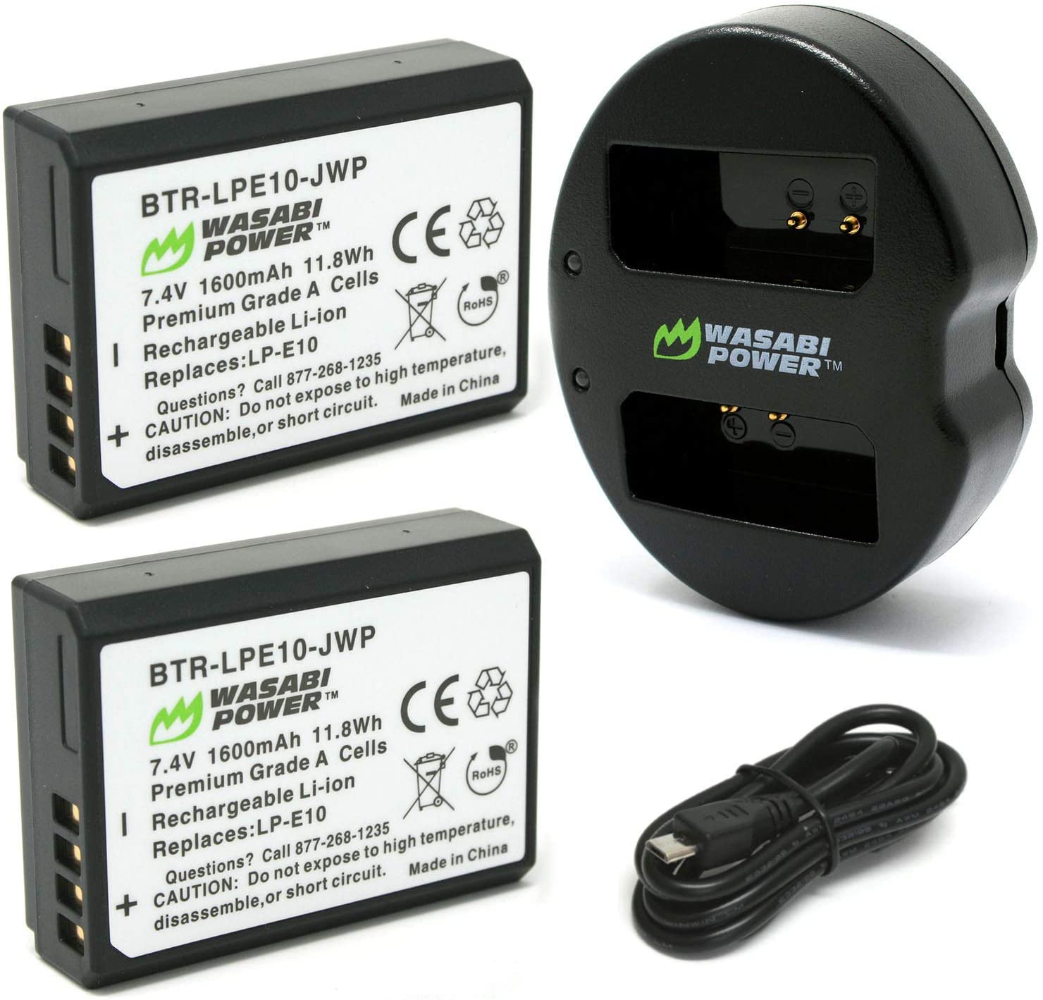 Wasabi Power LP-E10 Kit de Baterías y Cargador para Canon / KIT-BB-LPE10
