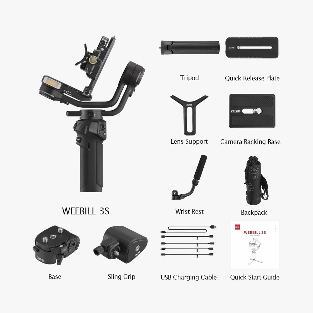 Zhiyun WEEBILL-3 S Combo Estabilizador Gimbal con Juego de Empuñaduras Extensibles y Bolso / ZY10031 - Imagen 10