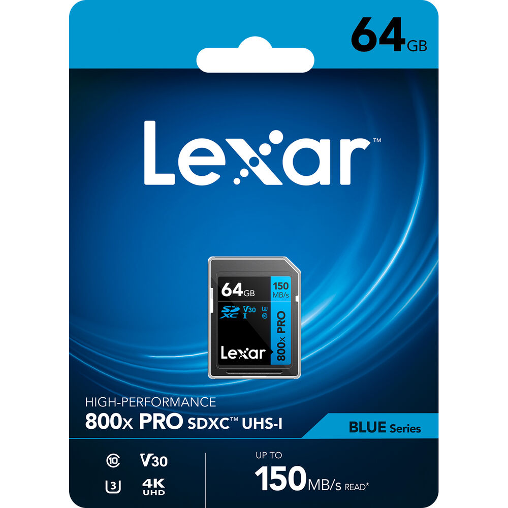 Lexar 64GB de Alto Rendimiento 800xPro SDXC-UHS-I V30 150 MB/s. (Serie BLUE) - Imagen 2