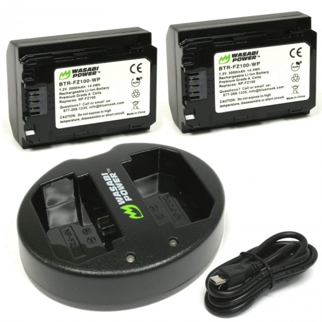 Wasabi Power NP-FZ100 Kit de Baterías y Cargador para Sony / KT-BB-FZ100-02