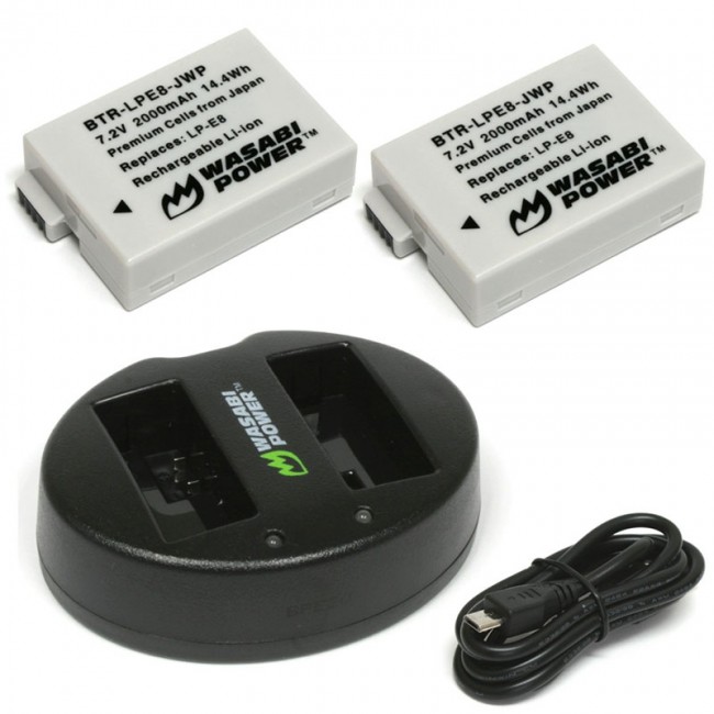 Wasabi Power LP-E8 Kit de Baterías y Cargador para Canon / KIT-BB-LPE8