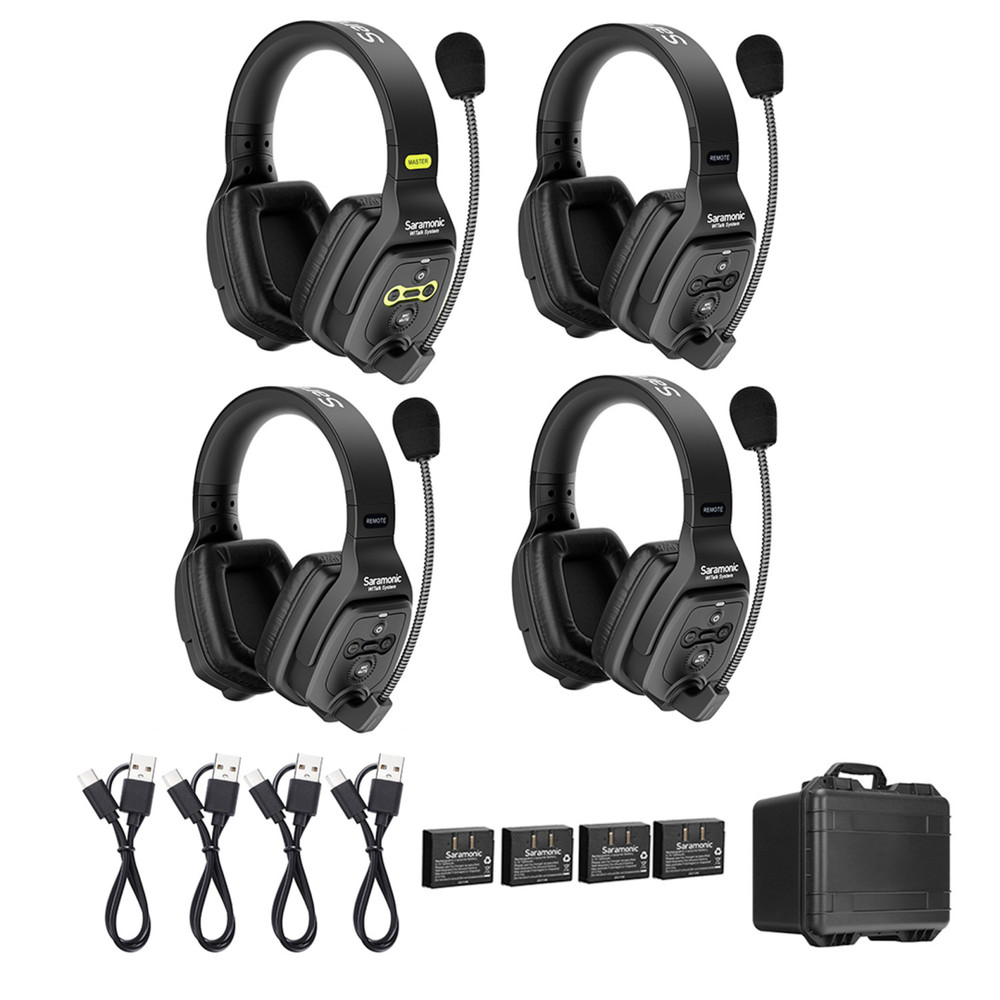 Saramonic WITALK WT4D Sistema Intercomunicador FULL-DUPLEX para 4 Usuarios (Audífonos Duales)